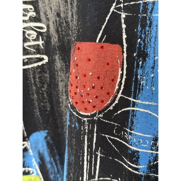 Jess & Jane Top Size  XL Red Wine Medley Sparkle Cotton T Shirt Merlot Cabernat - Picture 2 of 13